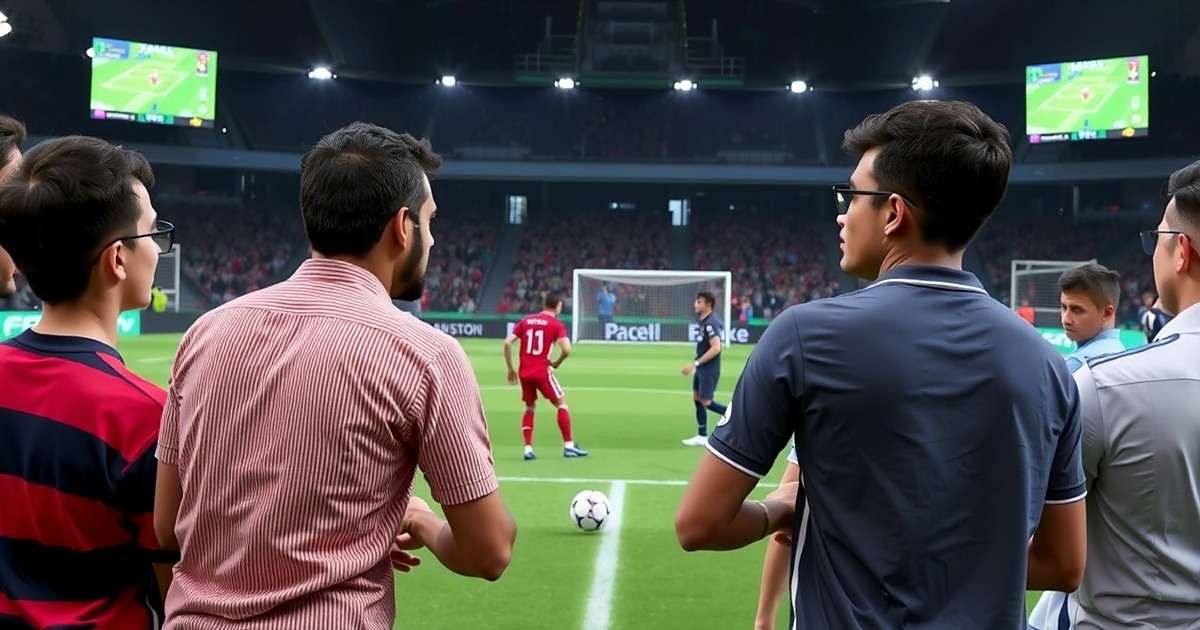 FIFA Mobile tournament in India with players competing and spectators watching